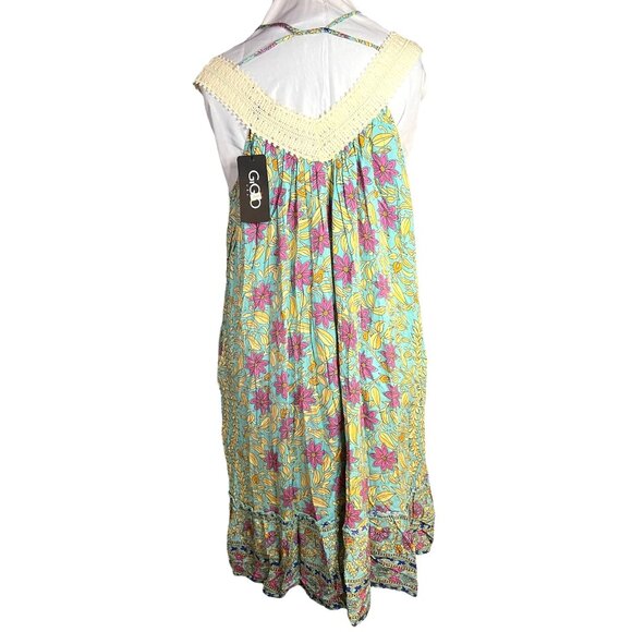 Floral Boho Sleeveless Sundress With Crochet Straps & Tassels - Picture 2 of 4